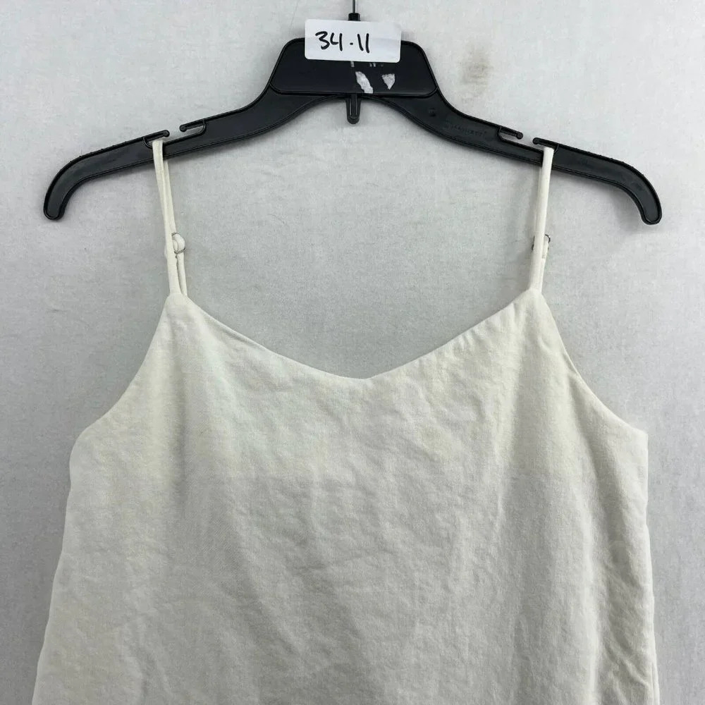 Whyte Valentyne Mini Dress Women's Sz 10 White Spaghetti Strap V-Neck Raw Hem - Picture 12 of 12